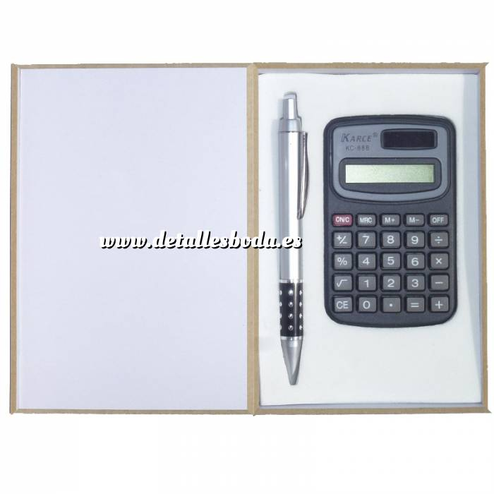 Imagen Para Hombre set bolígrafo y calculadora en caja de madera (Últimas Unidades) 
