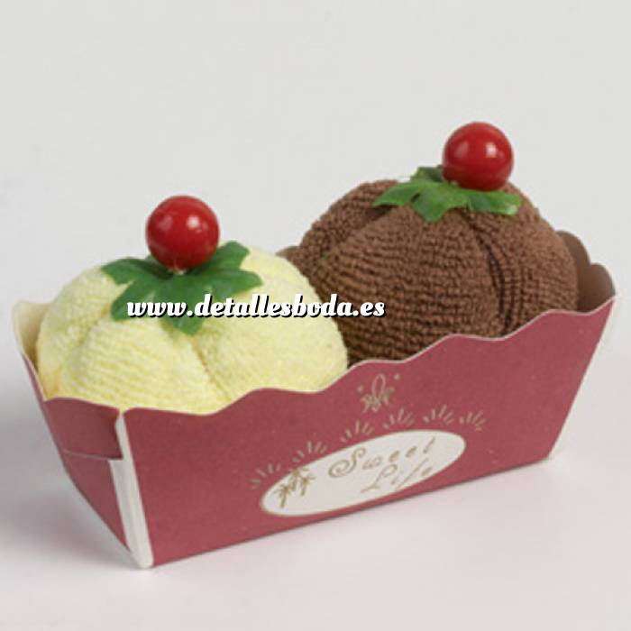 Imagen Prácticos mujer 2 toallitas forma de helado vainilla y chocolate 