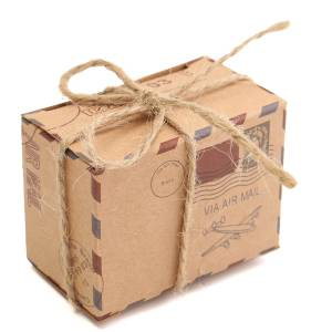 Cajitas para regalo - Cajita Boda viajeros - Postal antigua con cuerda incluida 