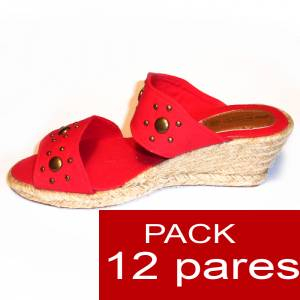 Mujer Plataforma o Tacón - Valenciana tacón Abierta Roja con Remaches - caja de 12 pares Y104511 (Últimas Unidades) 
