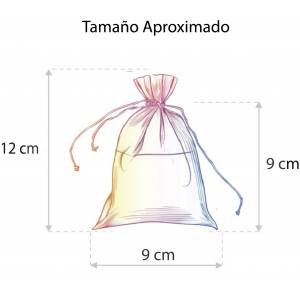 Imagen Tamaño 09x12 cms. Bolsa de organza ROJA 9x12 CAPACIDAD 9x9 cms. 