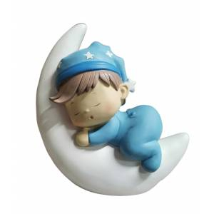  NUEVA Colección Bautizo - Muñeco Bautizo Bebé (azul) durmiendo en la luna 